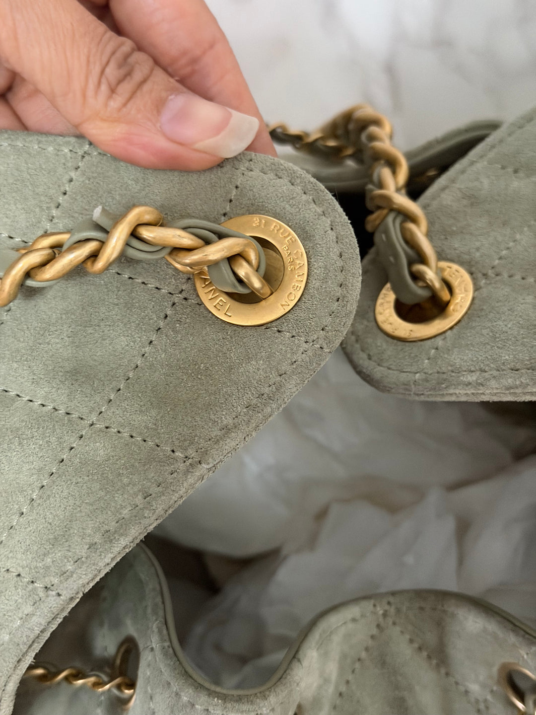 CHANEL 25C 2025 Khaki Suede Aged GHW 25 Hobo Bag size Medium