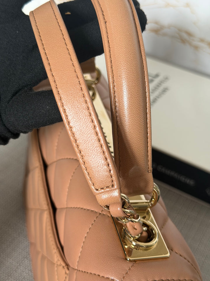 CHANEL series 23 Caramel Dark Beige Lambskin Trendy CC Flap Bag size SMALL with LGHW and detachable strap