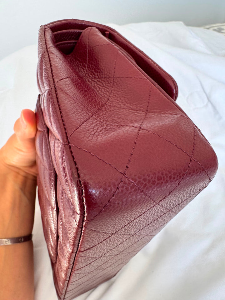 CHANEL series 21 2015 15B Burgundy Caviar GHW Medium ML Timeless Classic Double Flap Bag