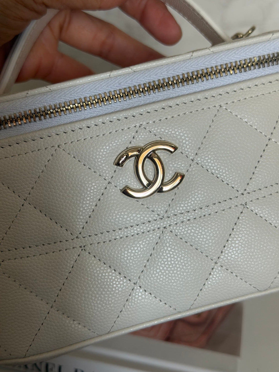 CHANEL 26C White Caviar LGHW Small Vanity with Top Handle 2026