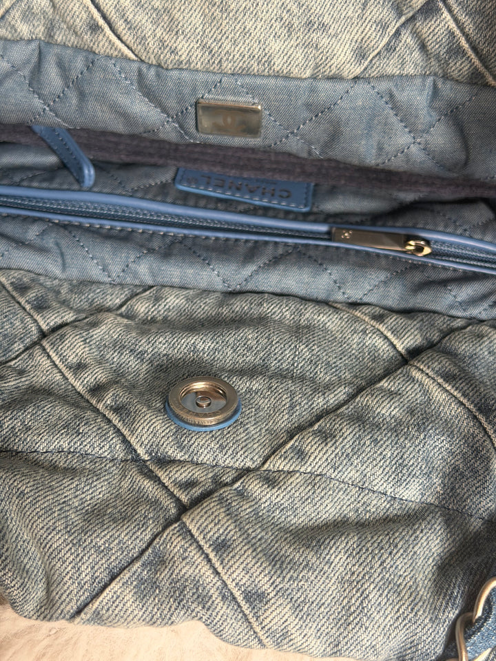 CHANEL Denim 22 Hobo Bag size Medium SHW with detachable pouch 2022