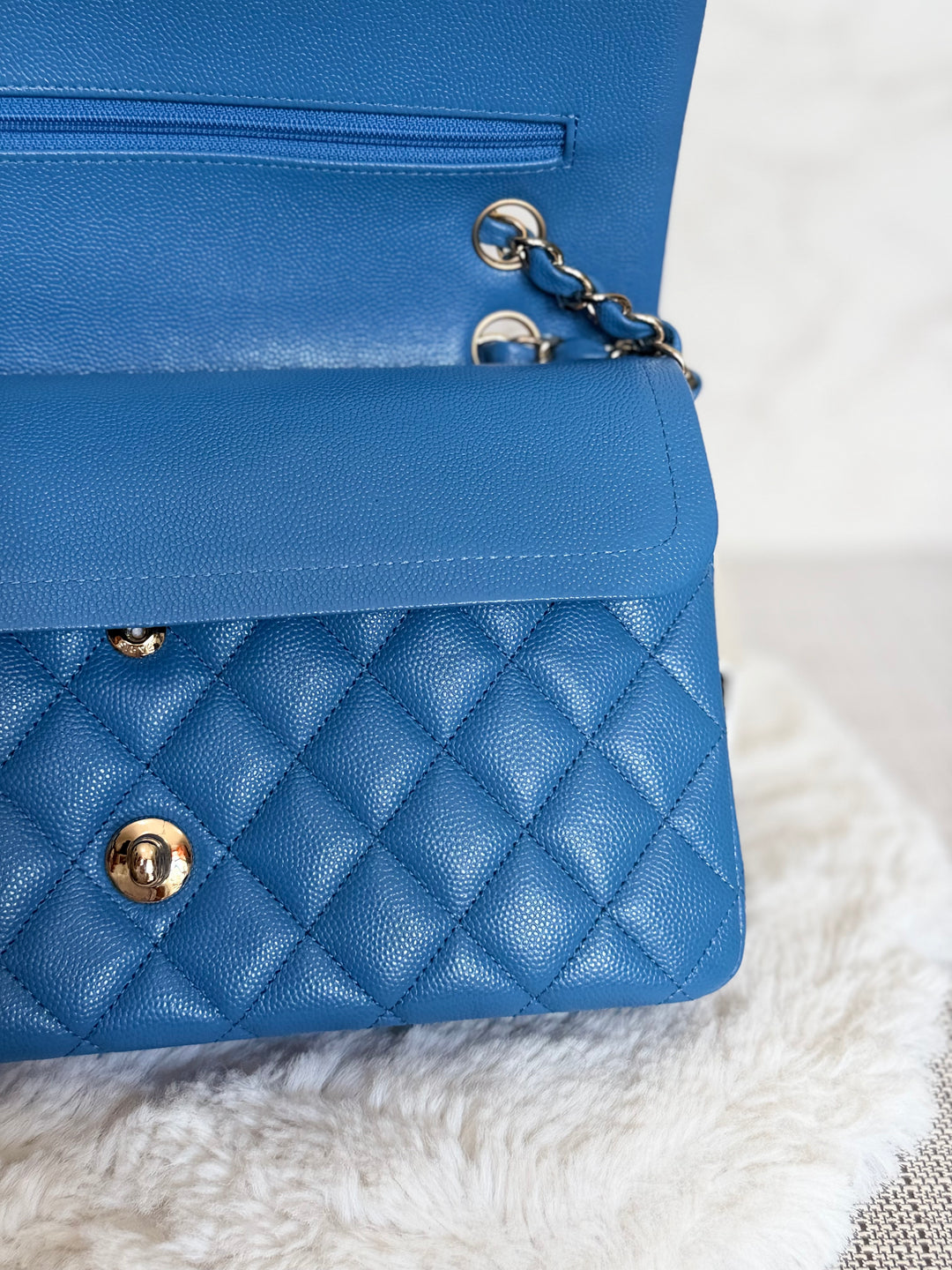 Chanel series 30 2020 Blue Caviar LGHW Medium ML timeless Classic double Flap Bag