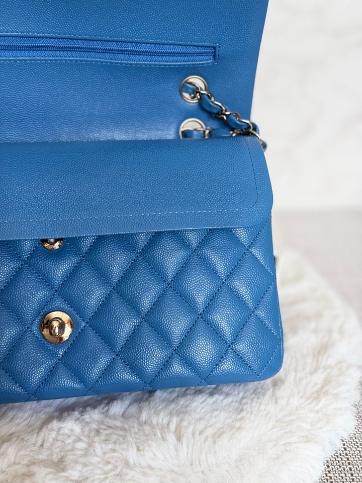 Chanel series 30 2020 Blue Caviar LGHW Medium ML timeless Classic double Flap Bag