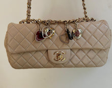Load image into Gallery viewer, CHANEL Beige Lambskin Valentine East West Flap Bag series 13 with Charms

