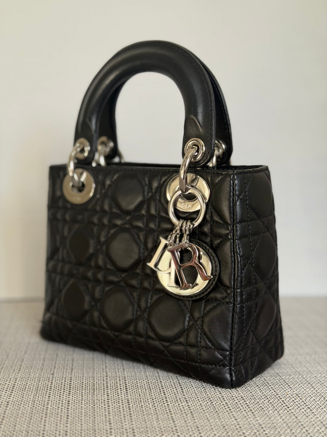 DIOR Lady Dior Mini Vintage Black Lambskin Silver hardware SHW 2006