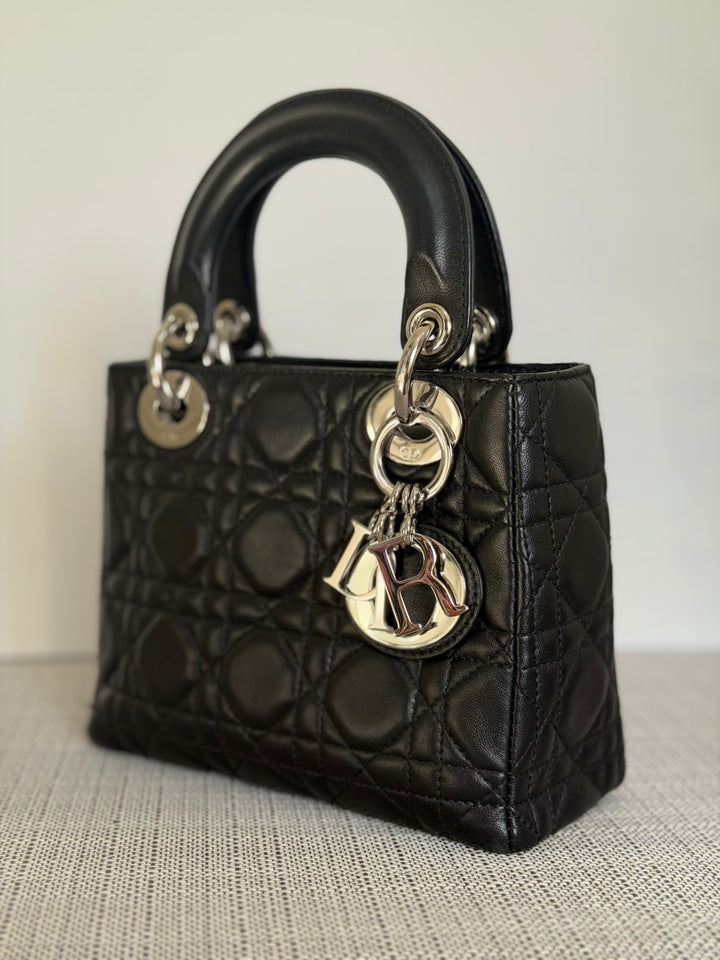 DIOR Lady Dior Mini Vintage Black Lambskin Silver hardware SHW 2006