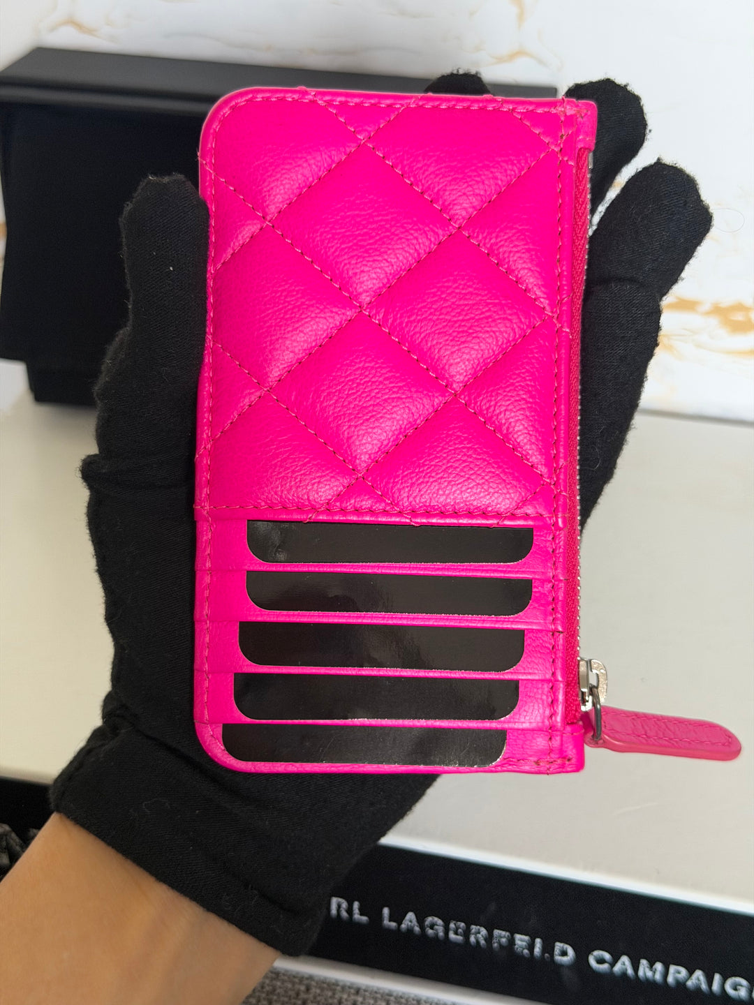 CHANEL Neon Pink SHW Reissue Card Holder 2018