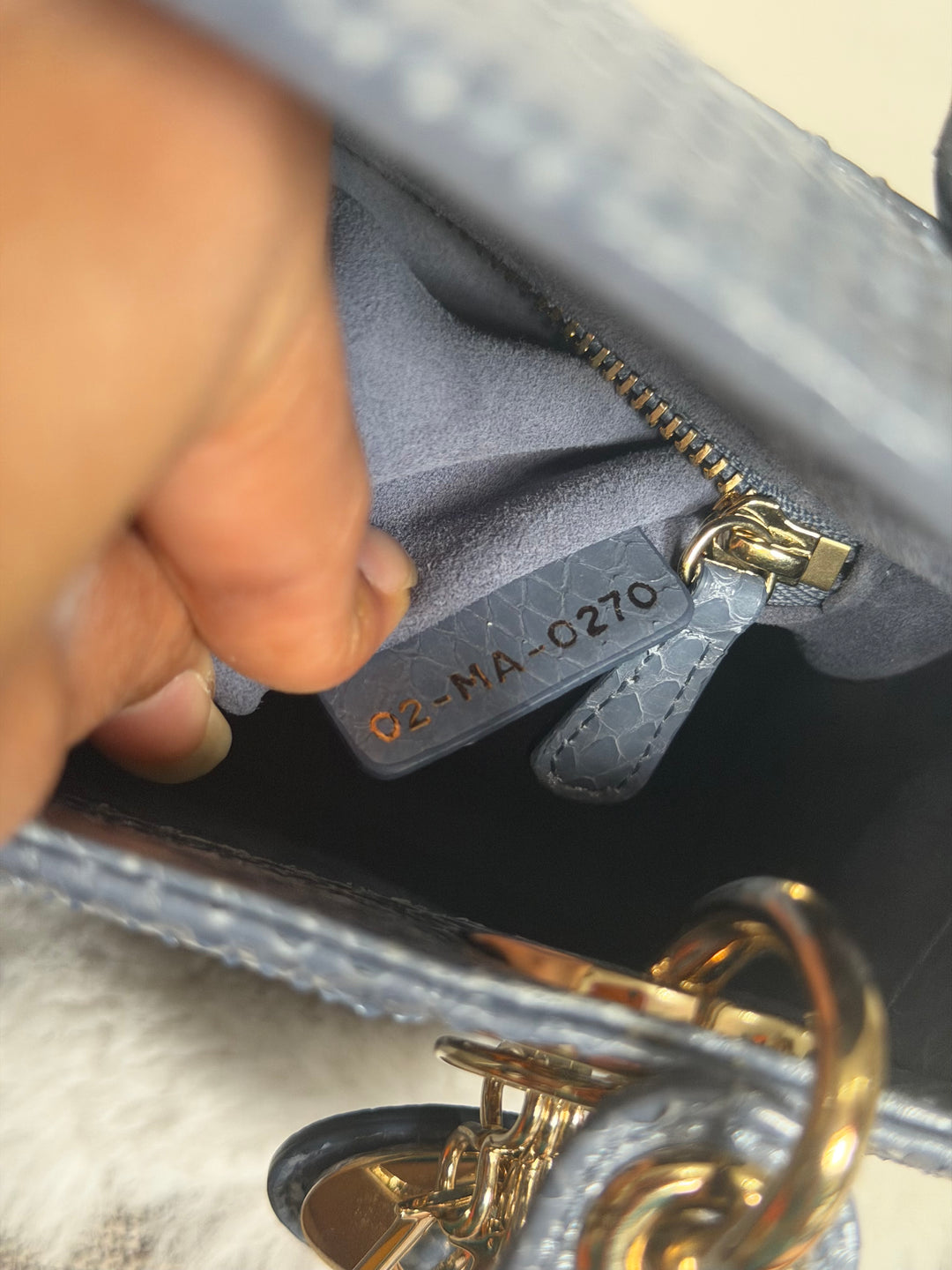 DIOR Lady Dior MINI in Blue Grey Python Leather LGHW 2020