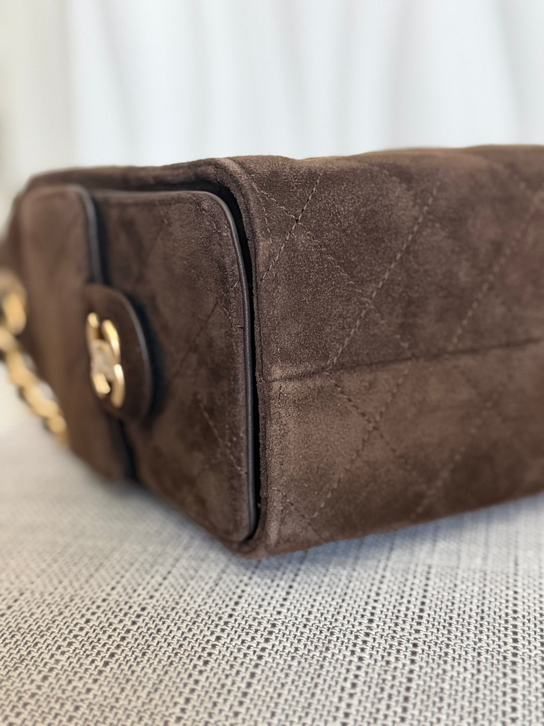 CHANEL 26C collection 2025/2026 Brown Suede Leather Mini 25 Hobo Bag with aged GHW