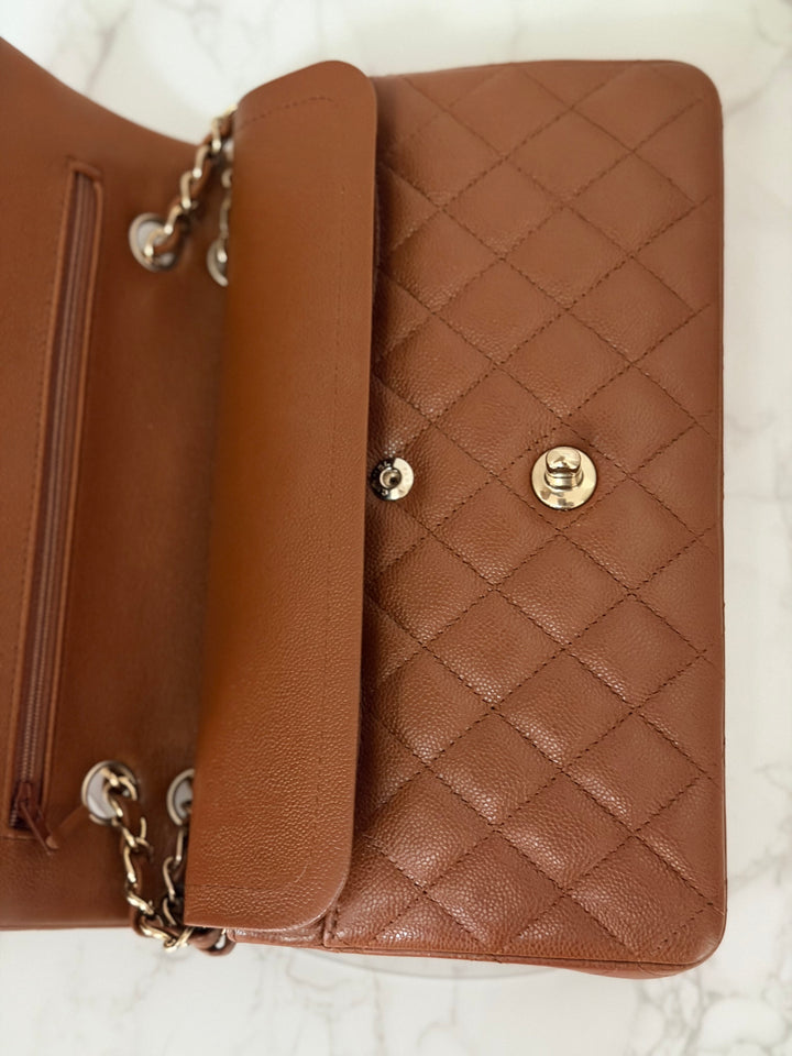 CHANEL Brown Caviar LGHW Medium ML Timeless 11.12 Classic Double Flap Bag 2023