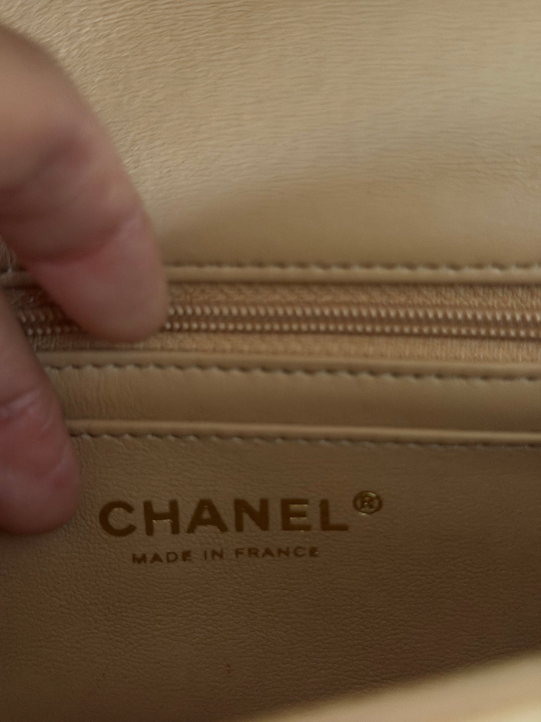 CHANEL 23K 2023 Dark Beige NR649 Lambskin LGHW Mini Rectangular Flap Bag with Top Handle