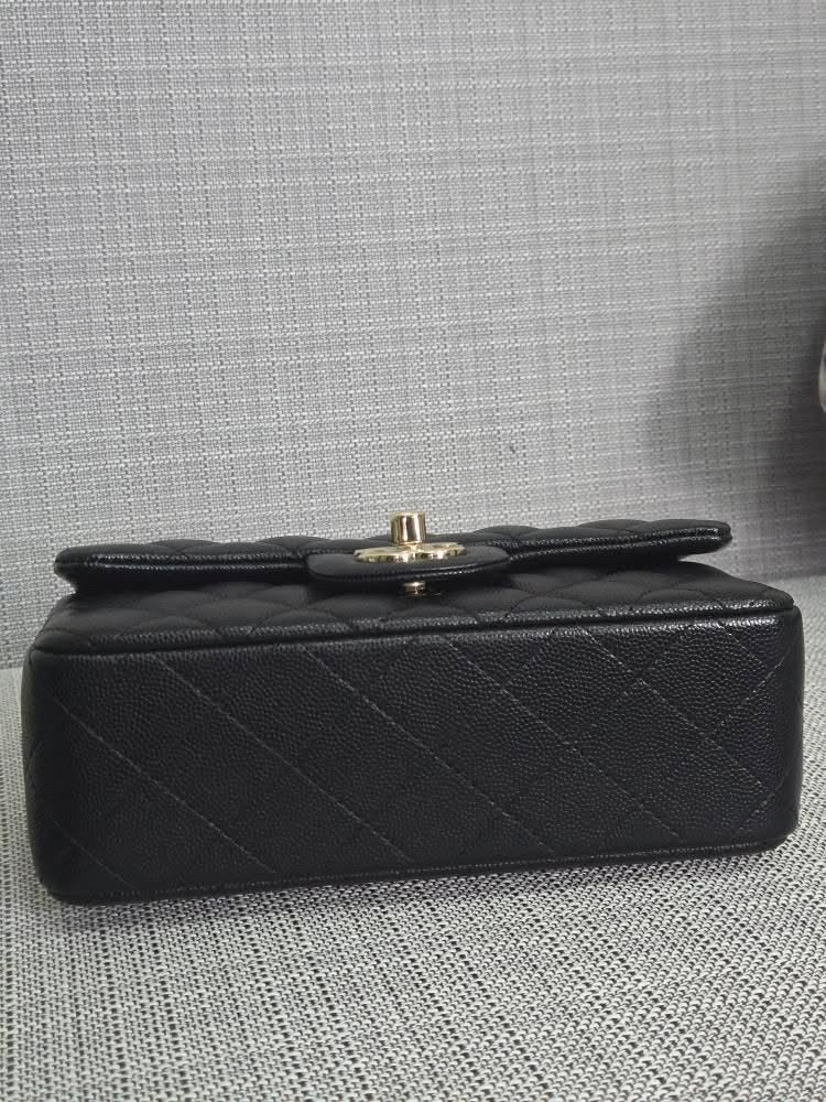 Chanel series 24 2017 17B Black caviar LGHW Mini Rectangular Flap Bag with Burgundy Leather lining