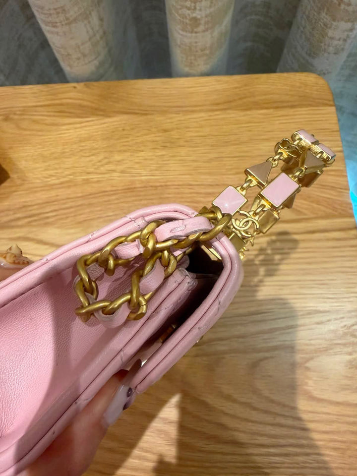 CHANEL Pink Lambskin GHW Mini Vanity with top handle