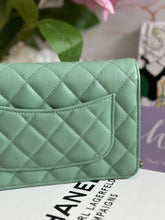 Load image into Gallery viewer, Chanel 23P Tiffany Green Caviar LGHW Classic Wallet on Chain (WOC)
