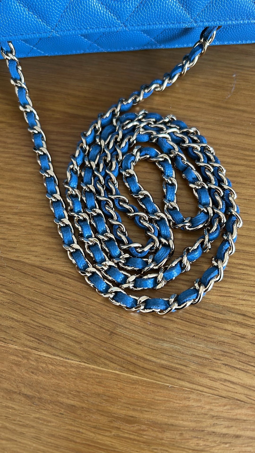 CHANEL series 30 Blue Jean Caviar LGHW Classic Wallet On Chain (WOC) 2020