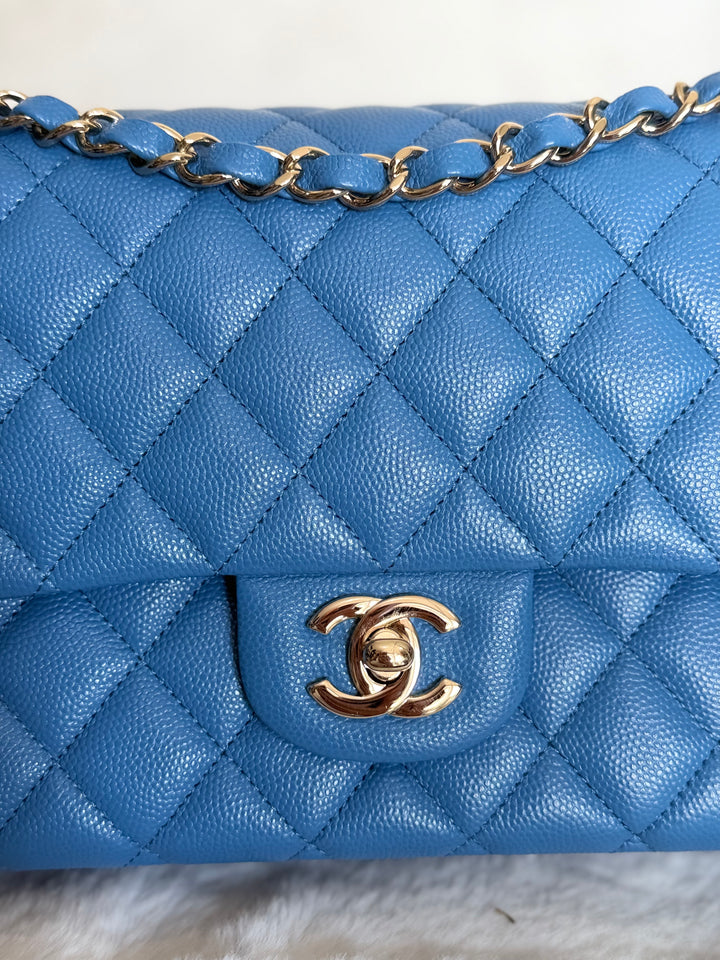 Chanel series 30 2020 Blue Caviar LGHW Medium ML timeless Classic double Flap Bag
