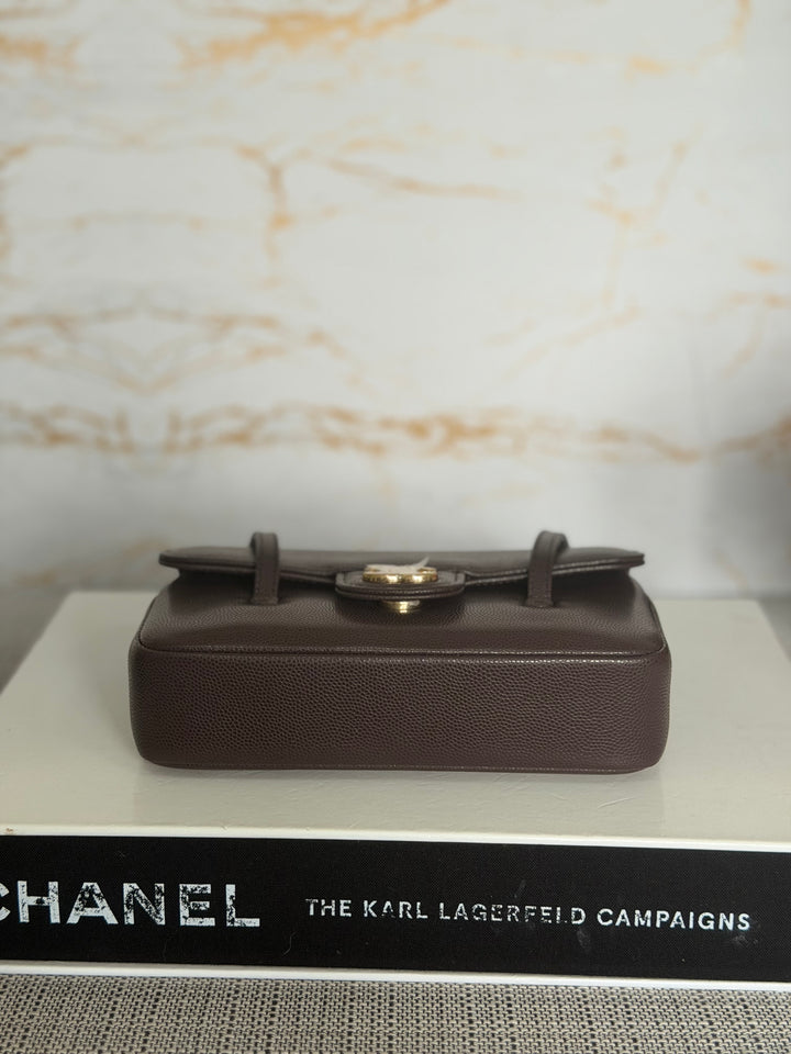 CHANEL Brown Caviar Preppy Mini 26S 2026 with Aged GHW 17 cms