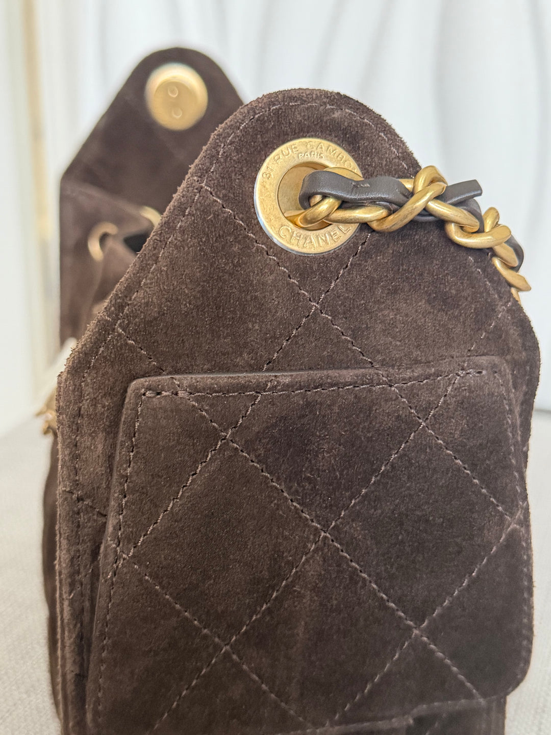 CHANEL 26C collection 2025/2026 Brown Suede Leather Mini 25 Hobo Bag with aged GHW