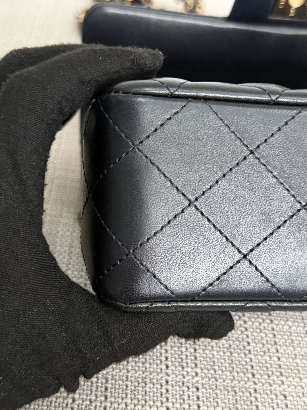 CHANEL Black Lambskin LGHW Mini Rectangular Flap Bag 2025