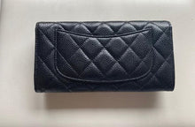 Load image into Gallery viewer, Chanel Series 28 Black Caviar GHW Full size Sarah Flap Wallet
