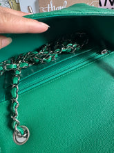 Load image into Gallery viewer, Chanel series 24 (2017) Green Caviar SHW Chevron Mini Rectangular Flap Bag

