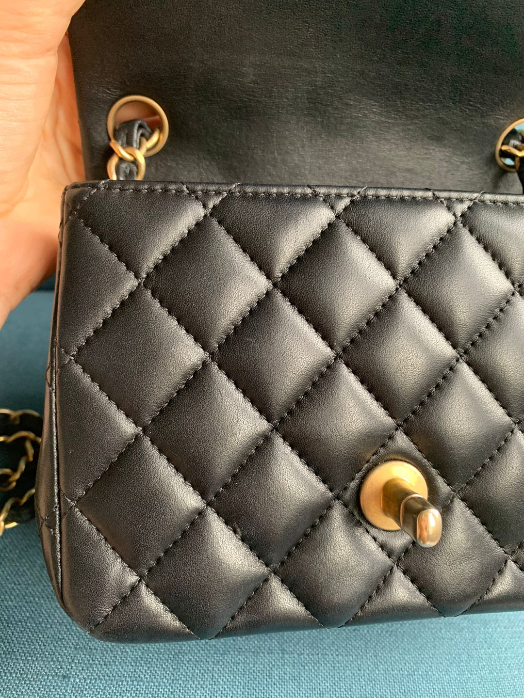 Chanel series 27 Black Lambskin LGHW Square Mini Flap Bag