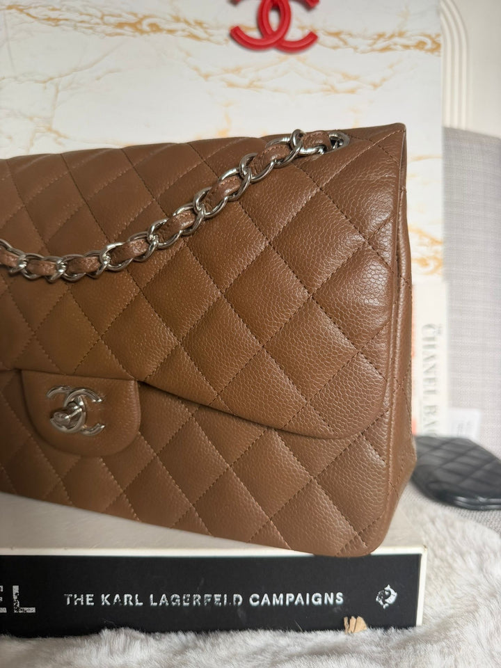CHANEL series 15 Brown Caviar SHW Jumbo Classic Double Flap Bag 2011