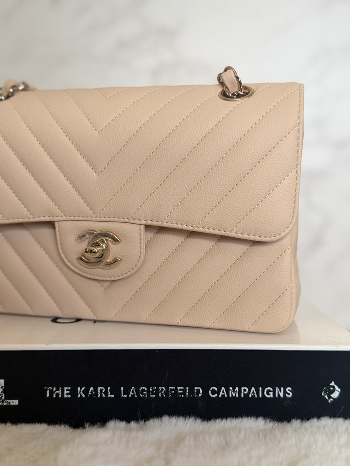 CHANEL series 31 Beige Caviar LGHW Chevron Small timeless Classic double flap Bag 2020/2021