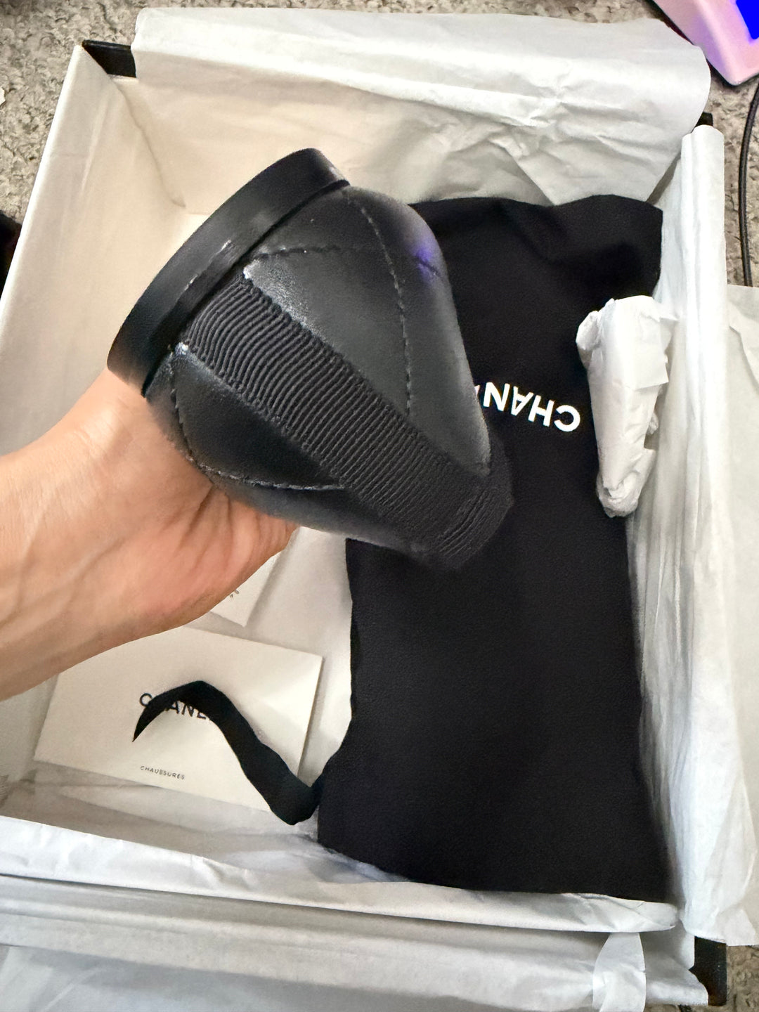 CHANEL Coco Beach 2026 26S Black Lambskin White CC Logo Ballerina Shoes size EU39C TTS
