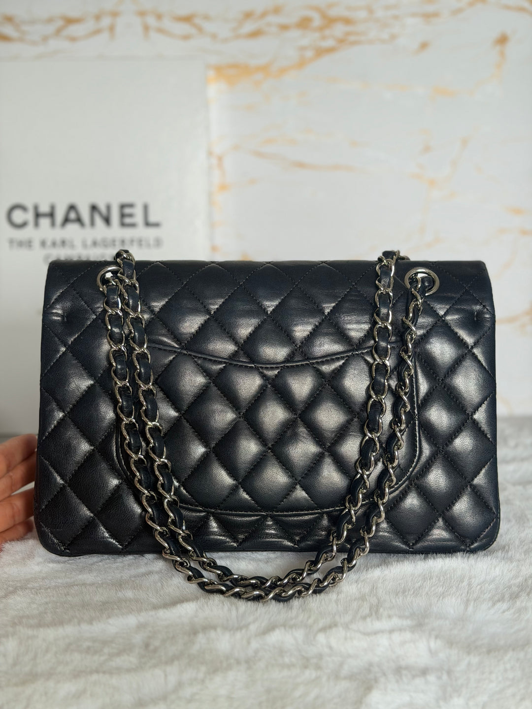 CHANEL series 12 Black Lambskin SHW Medium ML Timeless Classic Double Flap Bag 2011
