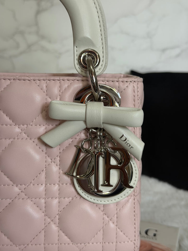 DIOR Mini Lady Dior Two Tone Latte and Rose Tendre SHW 2025