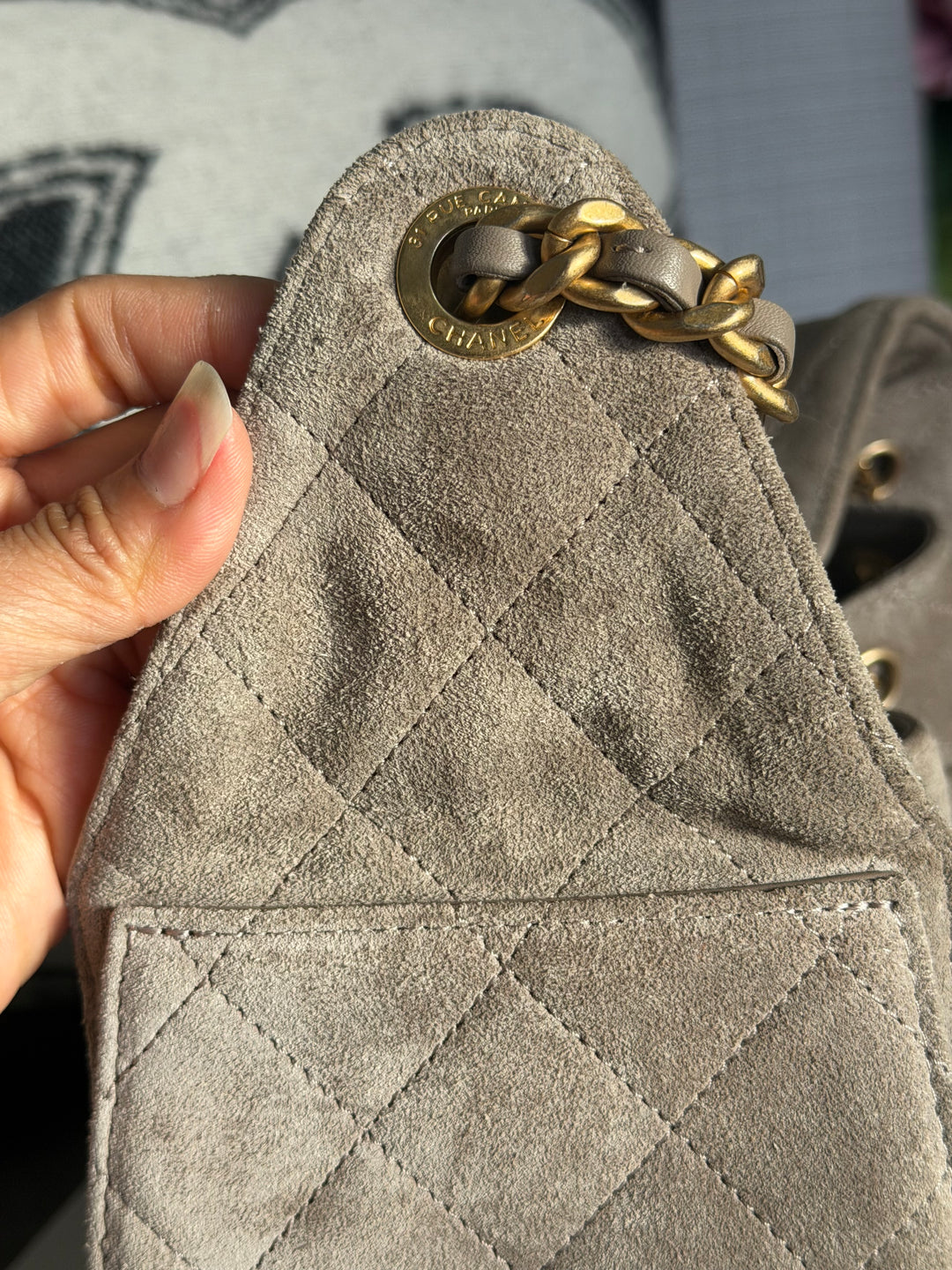 CHANEL Grey Suede 25 Hobo Bag size SMALL aged GHW 2025/2026