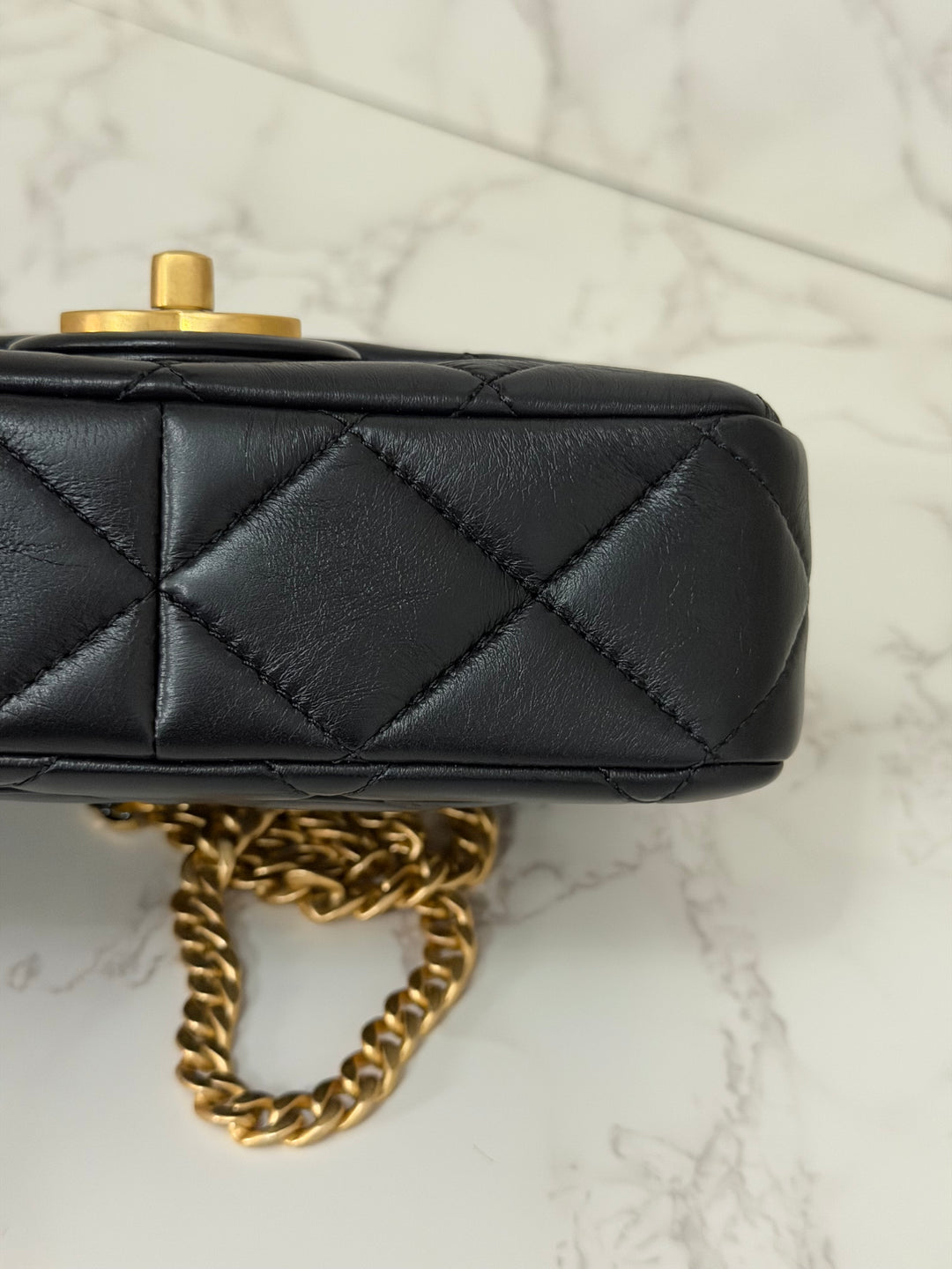 CHANEL Resin CC Black Lambskin Aged GHW Seasonal Flap Bag 2023