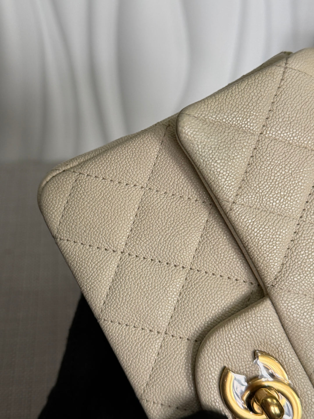 CHANEL 21S series 31 Beige Caviar Aged GHW Mini Rectangular Flap Bag with Top Handle 2021