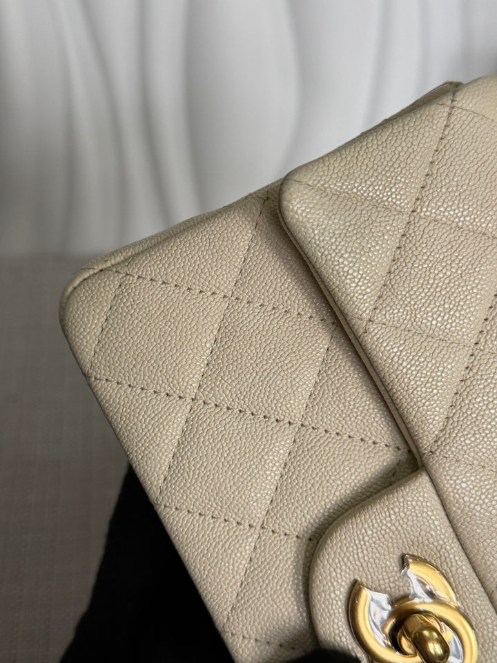 CHANEL 21S series 31 Beige Caviar Aged GHW Mini Rectangular Flap Bag with Top Handle 2021