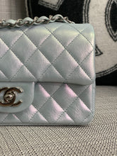 Load image into Gallery viewer, Chanel 21K collection 2021 Iridescent Light Blue Calf skin SHW Mini Rectangular Flap Bag
