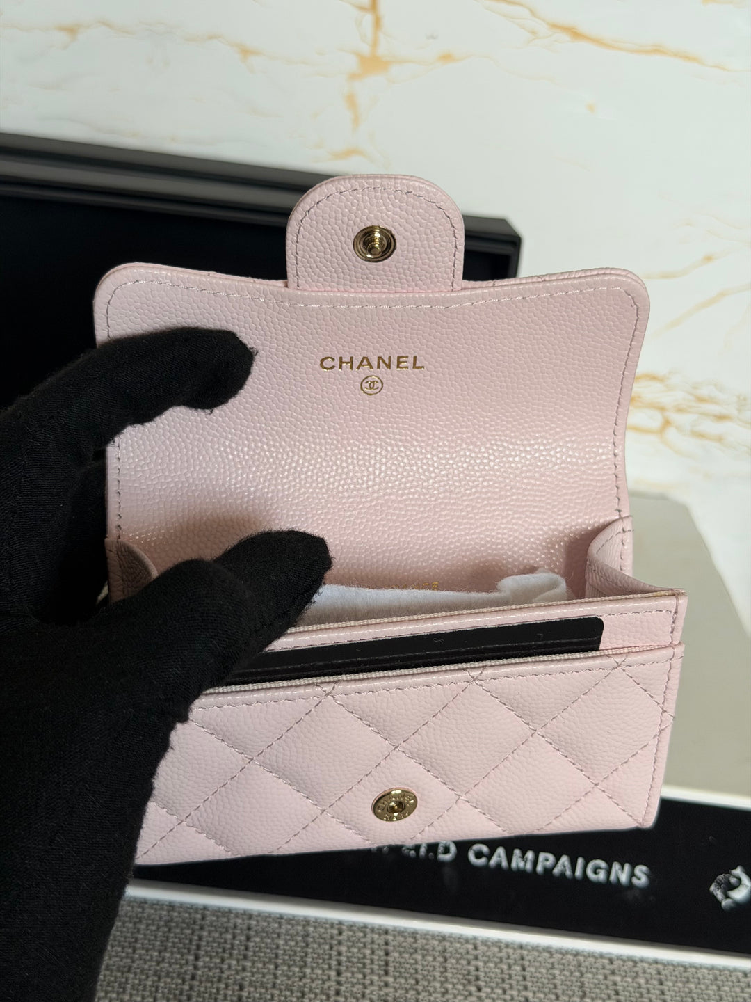 Chanel 22P Pink Caviar LGHW Classic Snap Flap Card Holder 2022