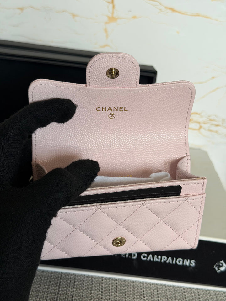 Chanel 22P Pink Caviar LGHW Classic Snap Flap Card Holder 2022
