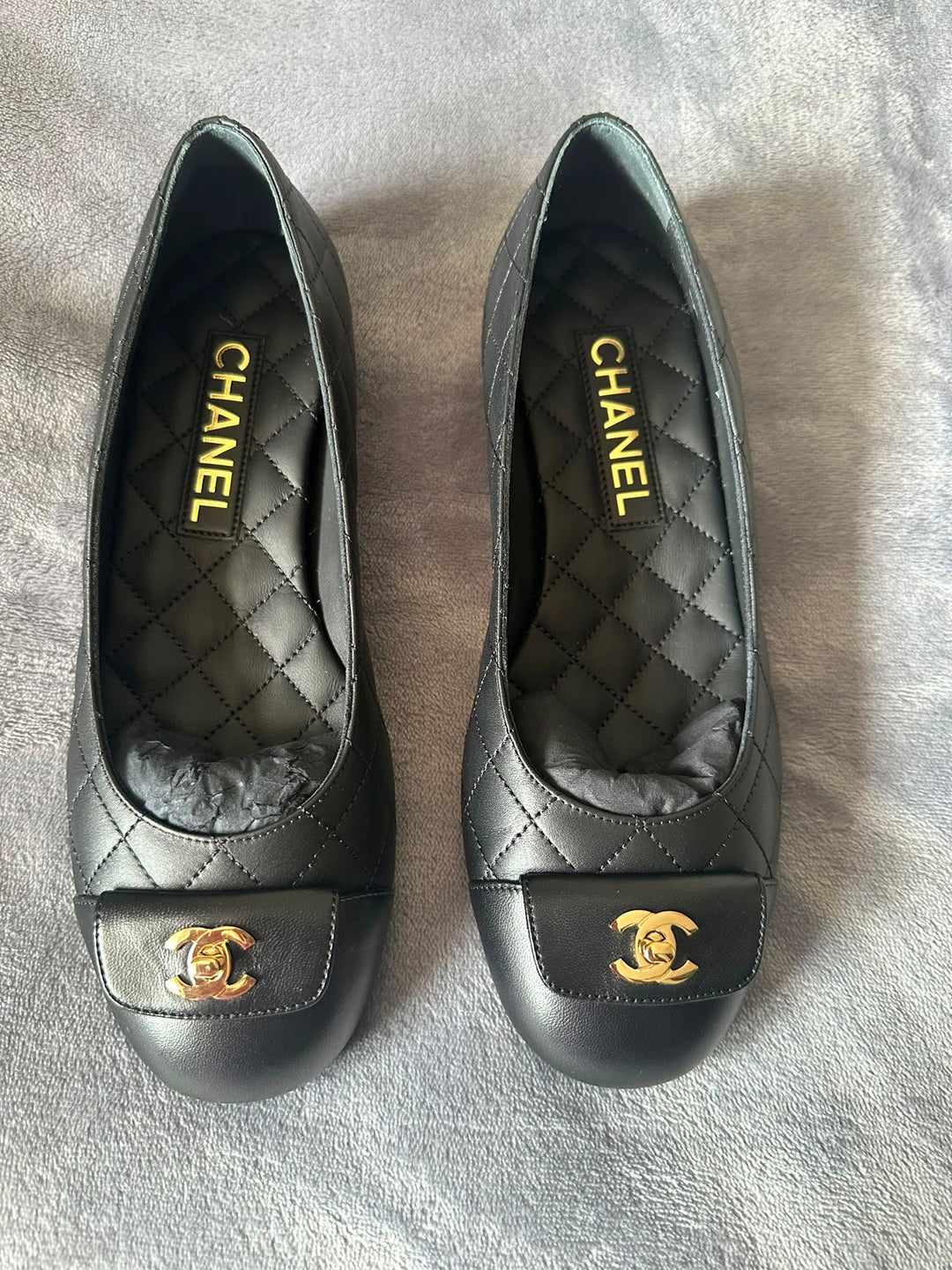 CHANEL Black Ballerina Shoes EU 37.5