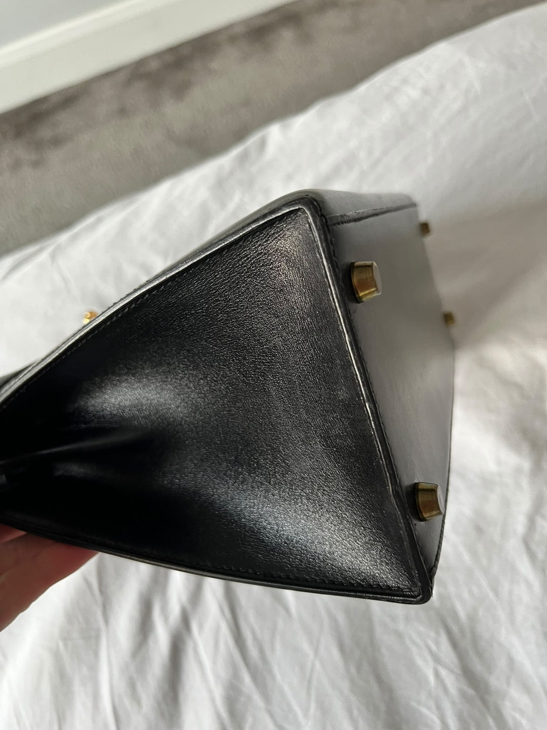 WA/Email to purchase only- HERMÈS Kelly 28 Vintage in Black 89 Noir 89 Box Leather GHW Stamp U in circle 1991