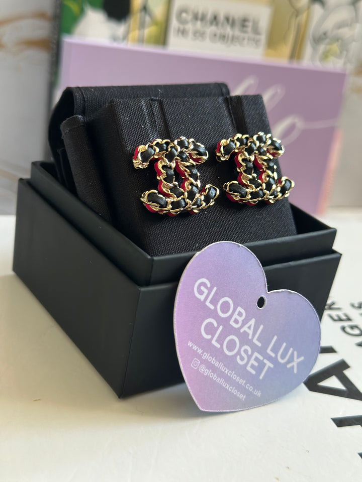 Chanel 23B Wovened Leather LGHW Earrings