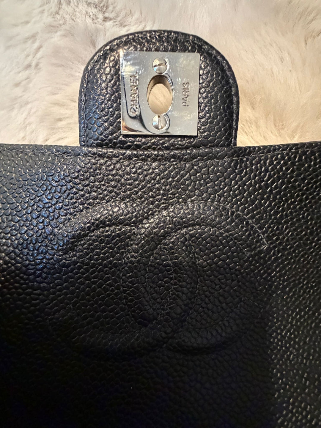 CHANEL series 9 Black Caviar SHW Vintage Mini Flap Bag