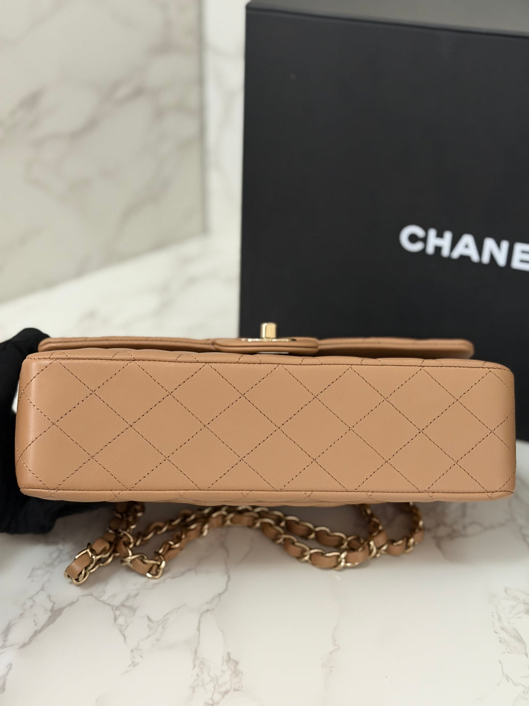 CHANEL 22K collection 2022 Dark Beige Lambskin LGHW Medium ML Timeless Classic Double Flap Bag