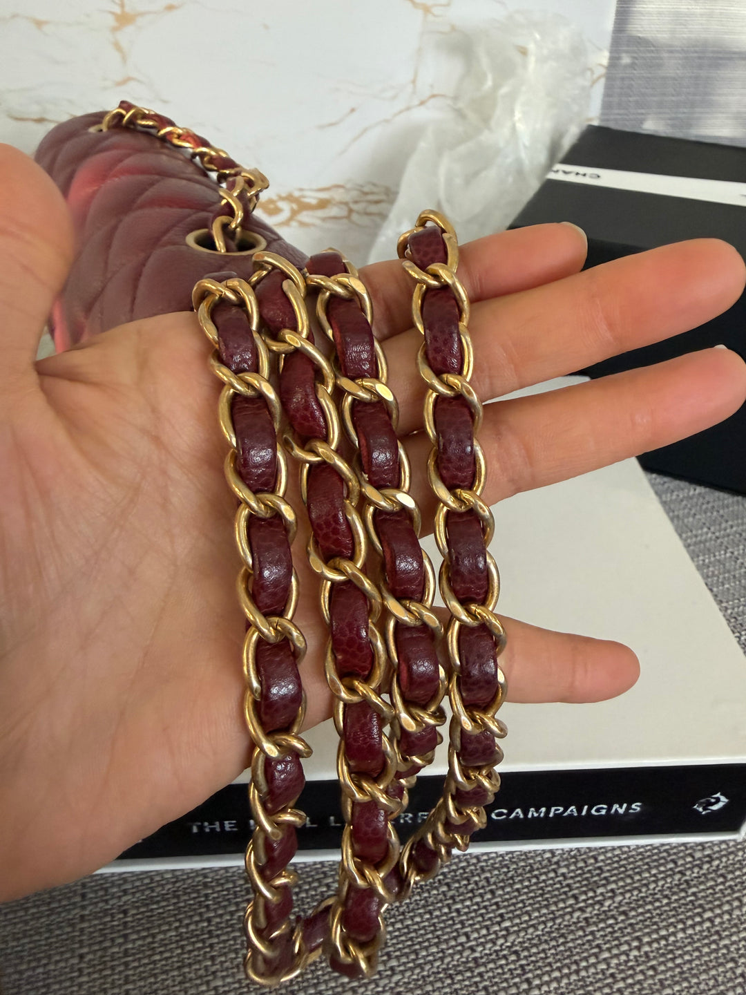 CHANEL series 21 15B collection Burgundy Caviar GHW Mini Rectangular Flap Bag 2015 RARE