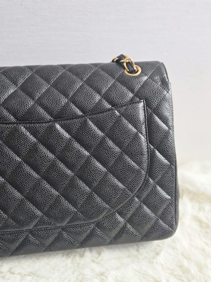 Chanel series 13 2010 Black Caviar Maxi Single Flap Bag with GHW