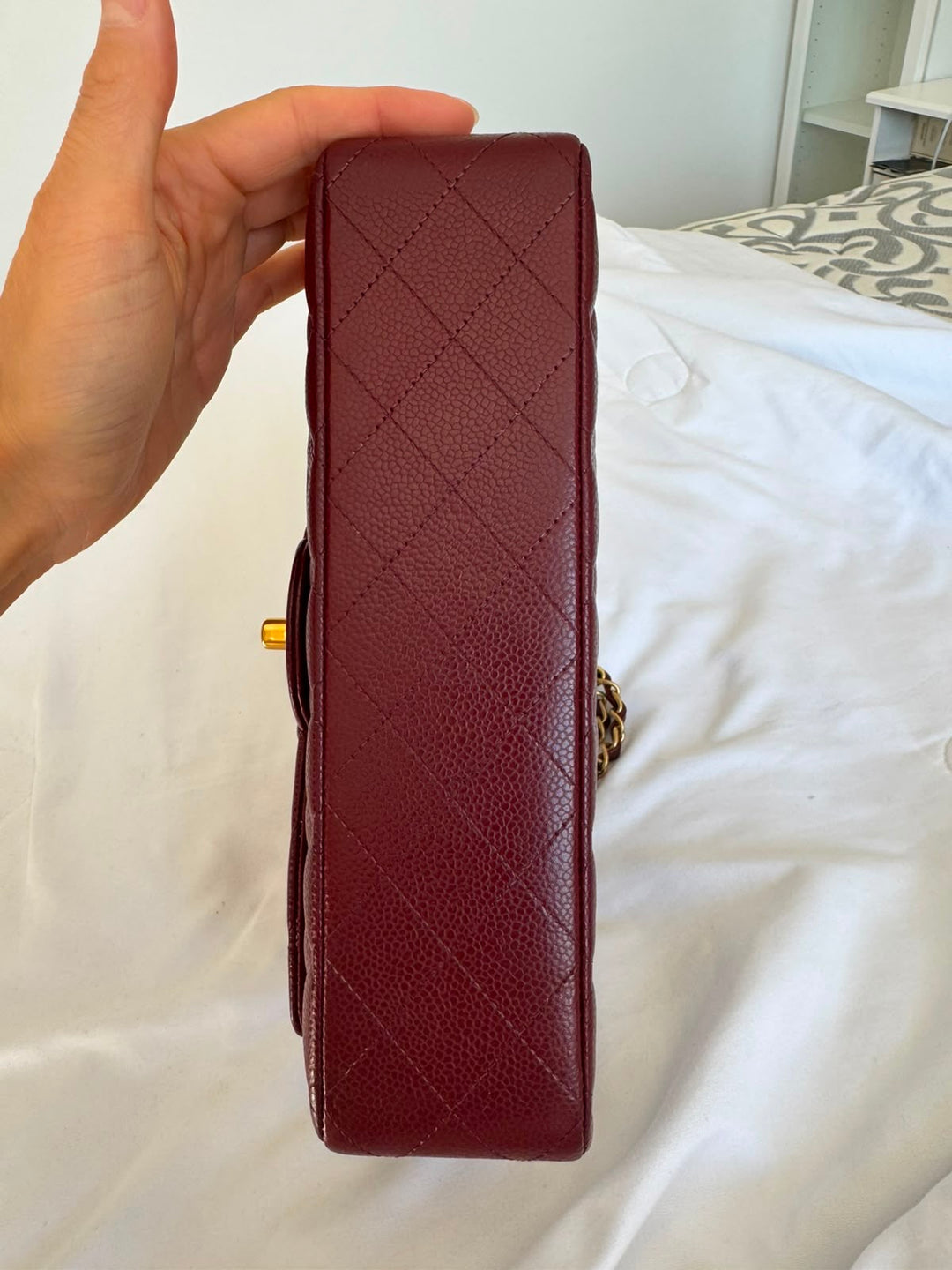 CHANEL series 21 2015 15B Burgundy Caviar GHW Medium ML Timeless Classic Double Flap Bag