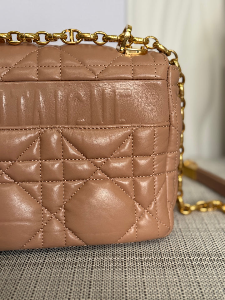 Dior Caro Flap Bag in Rose De Ven Calfskin GHW Medium 25 cms