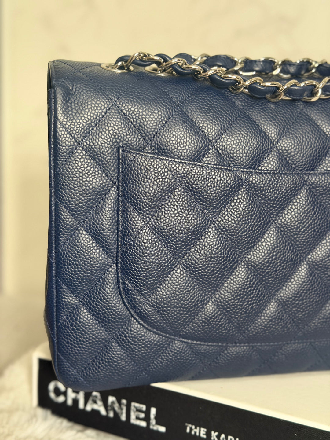 CHANEL series 13 Navy Caviar SHW Timeless Classic Jumbo Single Flap Bag 2010