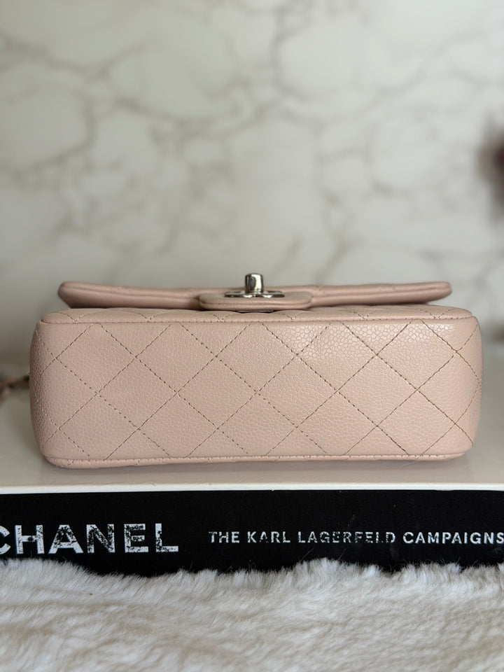 CHANEL series 18 Light Sakura Pink Caviar SHW Mini Rectangular Flap Bag 2014 14C collection