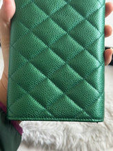 Load image into Gallery viewer, Chanel 18S Emerald Green Caviar LGHW Full size (8 inches) Sarah Flap Wallet
